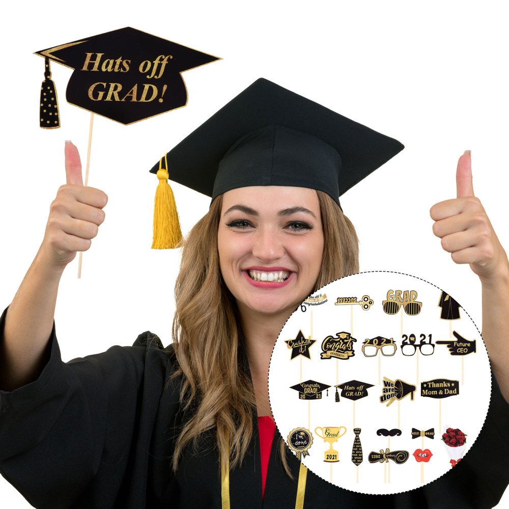 20pcs Graduation Party Photo Props Party Favors Glitter Photography Accessories