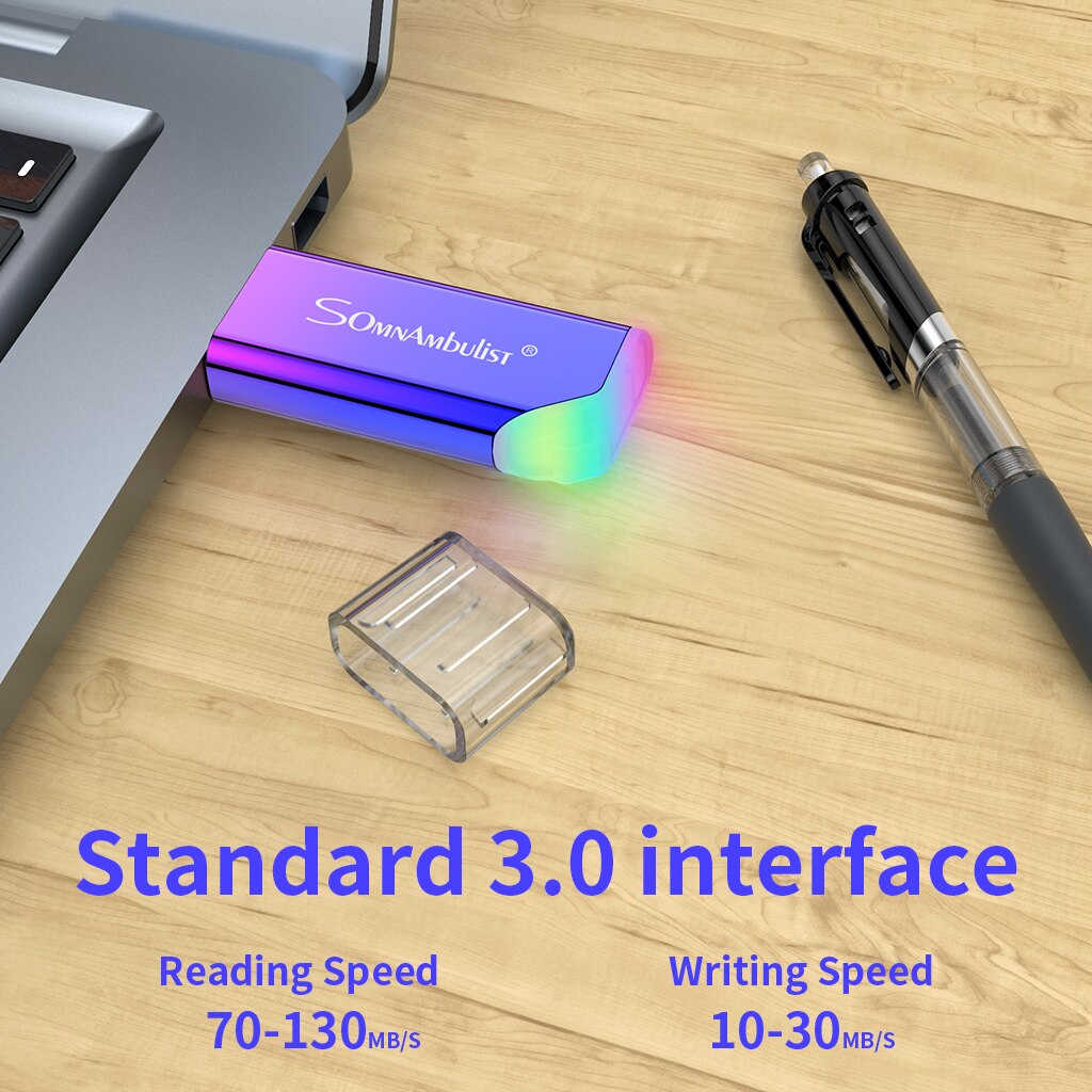 Memoria USB 3,0 de Metal con gradiente fino, 8GB, 16GB, 32GB, 64GB, 128GB, 256GB, externa, 3,0