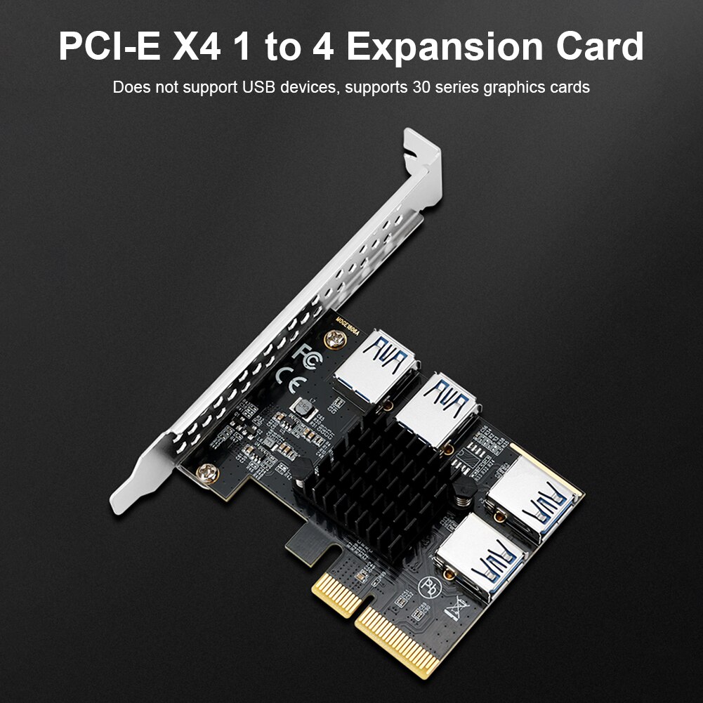 PCIE PCI-Express Slot 1 Turn 4 Extender Card PCI-E X4/X8/X16 1x to 4x Riser Converter for BTC Mining Windows PC Refit Multiplier