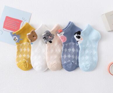 Chaussettes d'été en maille fine pour bébé fille de 0 à 5 ans, jolies chaussettes de princesse en dentelle, en maille fine et douce à la cheville: blue cow 5pair / 1 to 3year