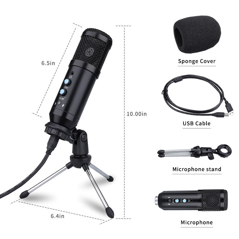Recording Studio USB Condenser Microphone with Wireless Function for Phone PC Skype Online Gaming Vlogging Live