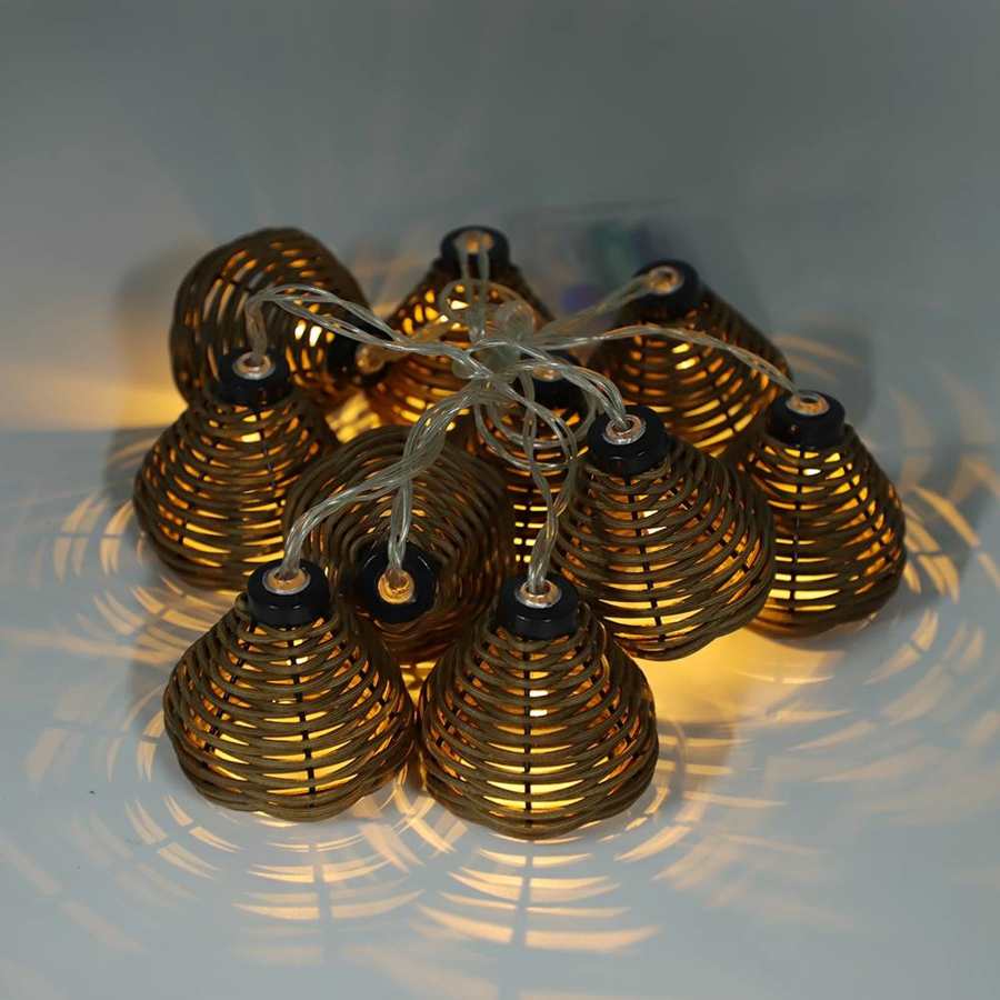Led Rattan Light 10 stk rattan lamper string lights led rattan bold... – Vicedeal