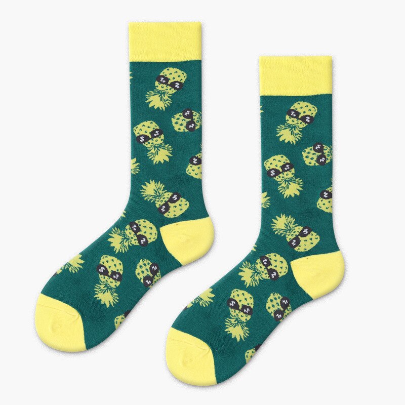 Peonfly Cotton Colorful Men Funny Food Pineapple Pumpkin Cactus Harajuku Happy Socks for Christmas