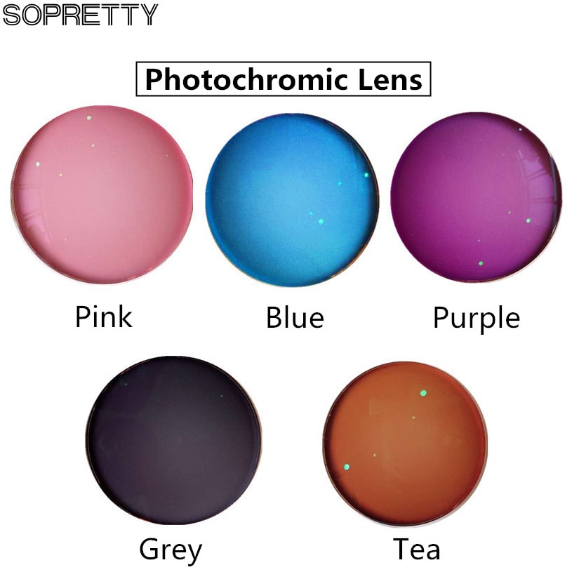 1.56 (0.00 ~ 6.00) meekleurende Grijs/Roze/Thee/Paars/Blauw Hars Asferische Glazen Lenzen, Recept Bijziendheid Optische Lens L301