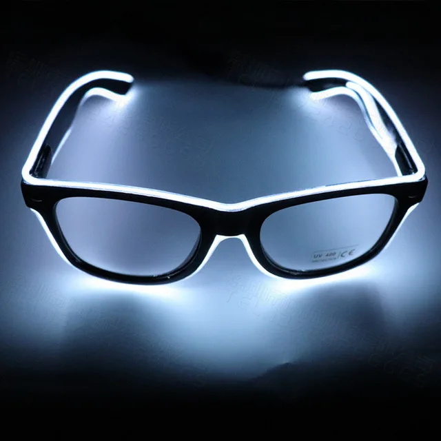 1PC Flashing EL Wire LED Light Up Party SunGlasses Led Glasses Luminous Party Decorative Lighting Classic Novelty Bright: Silver