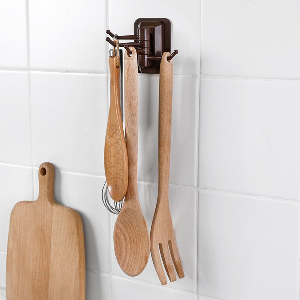 Gancio girevole da parete per cucina, bagno, portasciugamani, senza viti e ganci appendiabiti 4- binari