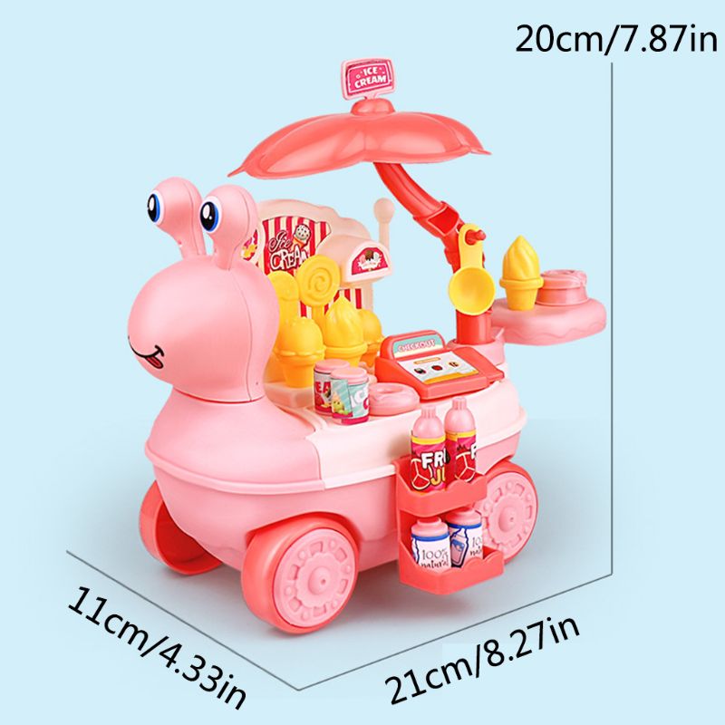 Snail Ice Cream Candy Pushable Car Girls Play House Role Play Game Toy Parent-child Interactive Assembled DIY Toys