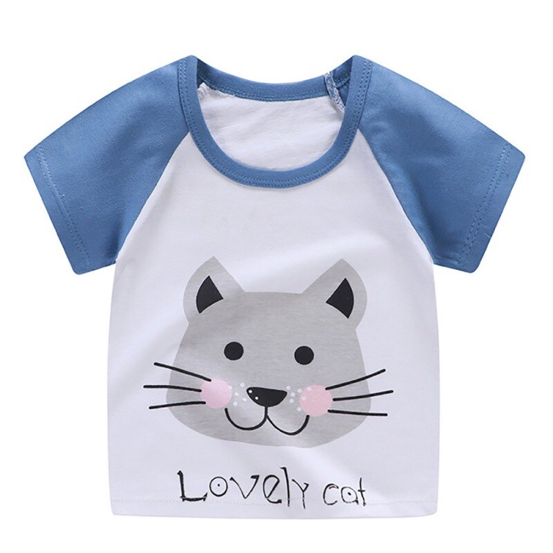 Peuter Baby Jongen Meisje Zomer Katoenen Tops Blouse Baby Ronde Kraag Korte Mouw Casual Top Pasgeboren Unisex Cartoon Print T-shirt