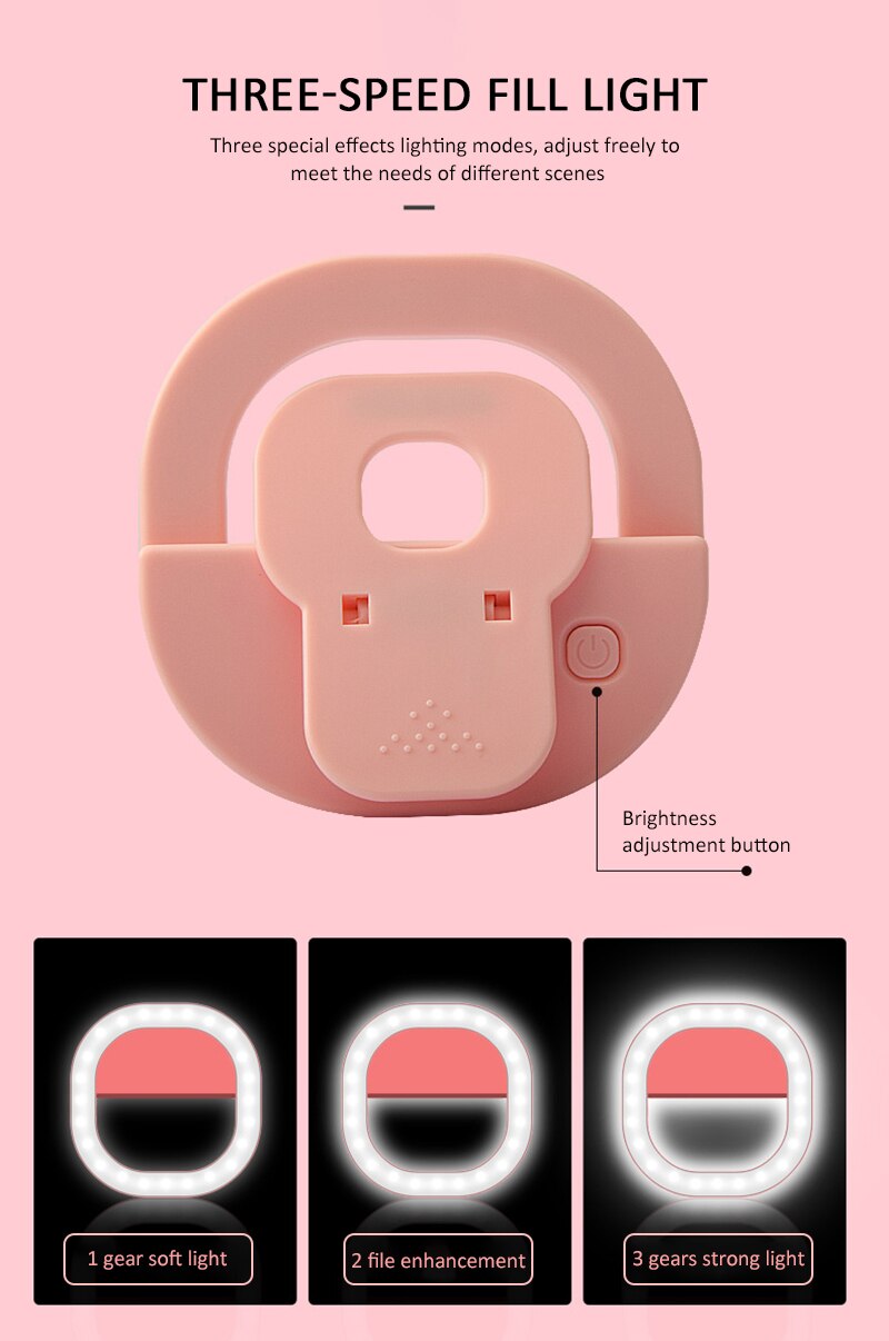Mobile Phone Fill Light Round Fill Light Artifact Selfie Light LED Whitening Flash Mobile Phone Lens Live Light