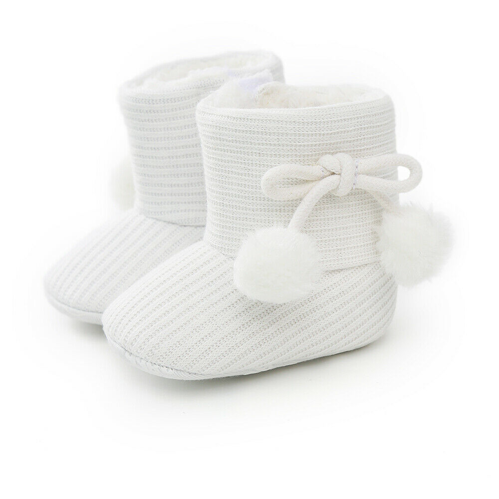 Baby Winter Warme Laarzen Schoenen Meisje Jongens Solid Mode Peuter Eerste Wandelaars Kid Laarzen Schoenen Fuzzy Ballen Kid schoenen 0-18M: B / 0-6 months