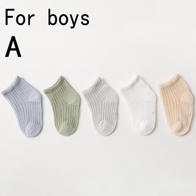 5 paires de chaussettes d&#39;été en maille fine pour enfants, pour garçons et filles,: For boys A / L 3-5 years old