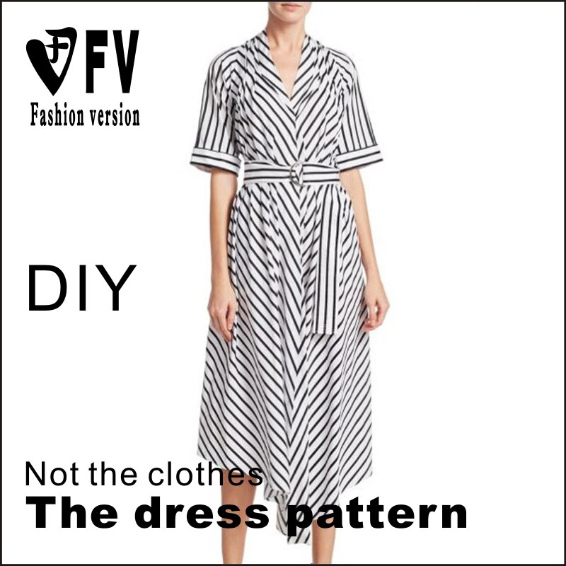 Apparel pattern-making dress irregular women's dress pattern 1:1 sewing drawing BLQ-365