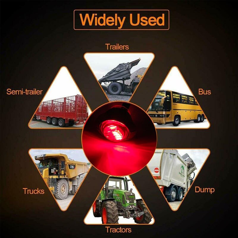10PCS Red Car External Lights 12V 3 LED Auto Car Bus Truck Wagons Side Marker Indicator Trailer Light Rear Side Lamp