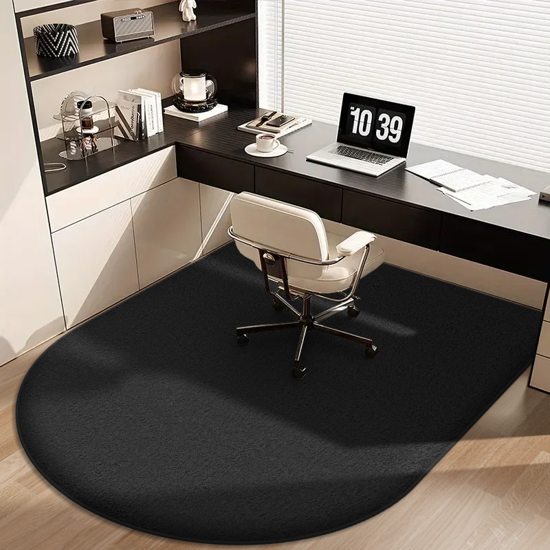 Solid color computer chair mat flannel floor mat thickened desk swivel chair arched carpet study soft dressing table foot mat