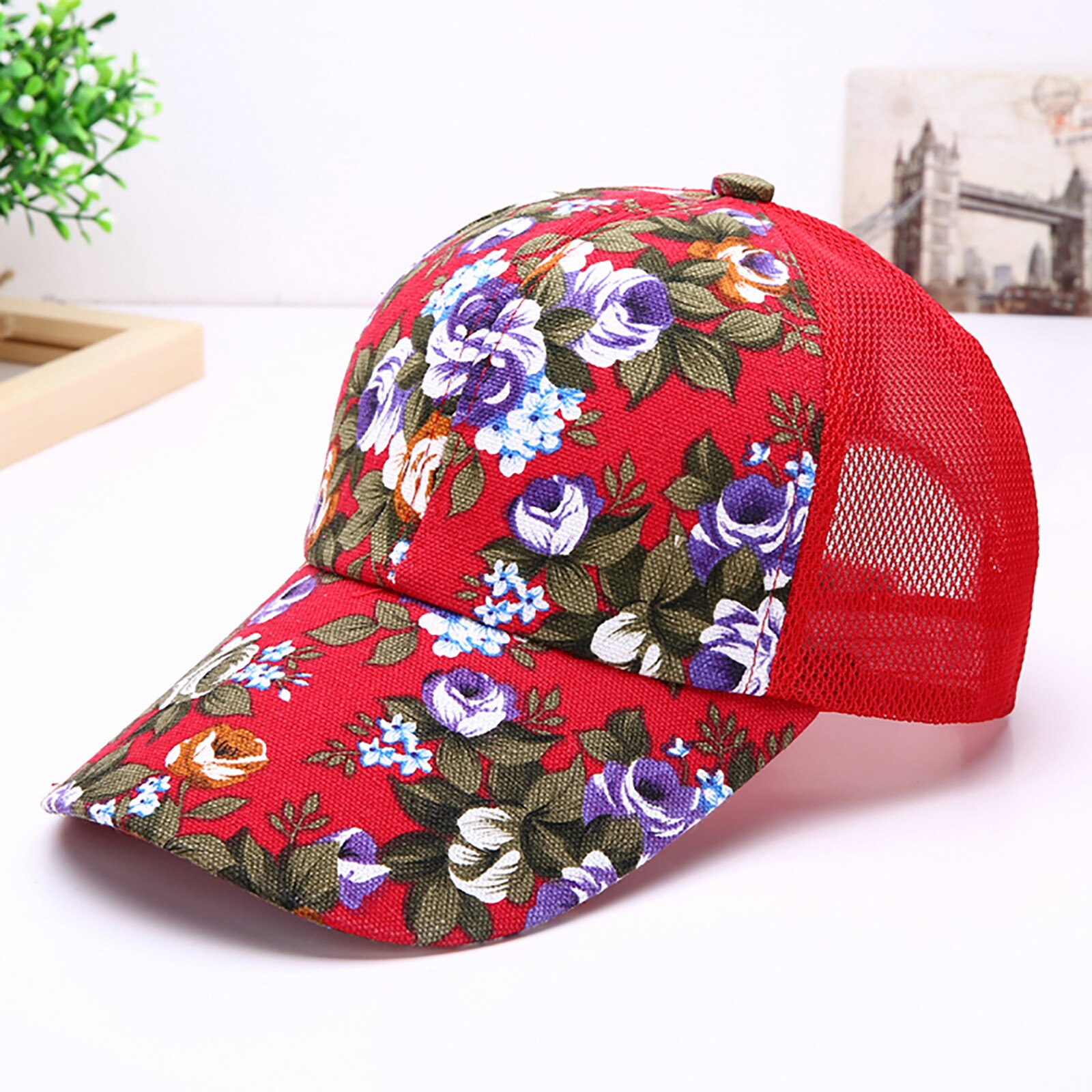 Floral Cap For Women Printing Mesh Breathable Baseball Caps Hat For Golf Fishing Mum Hats