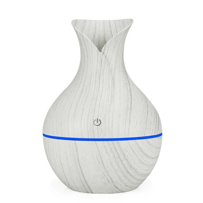 Mini humidificateur d'air en forme de vase en bois, diffuseur d'huiles essentielles, humidificateur d'air usb, purificateur d'air, diffuseur d'aromathérapie ultrasonique pour voiture, usb: Blanc