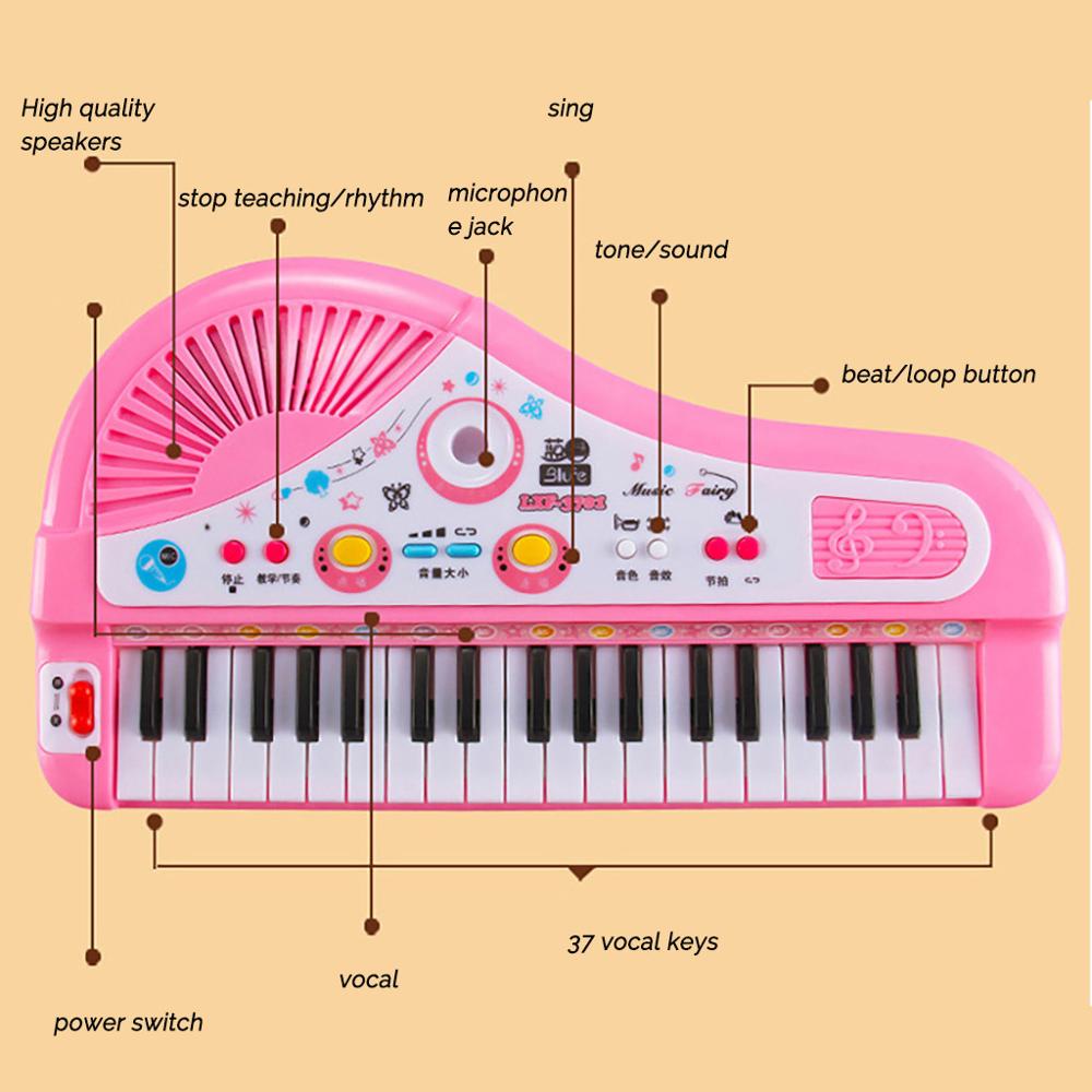 37 Keys Electronic Piano Keyboard With Microphone Children Musical Instrument Dual power mode Fun Kids