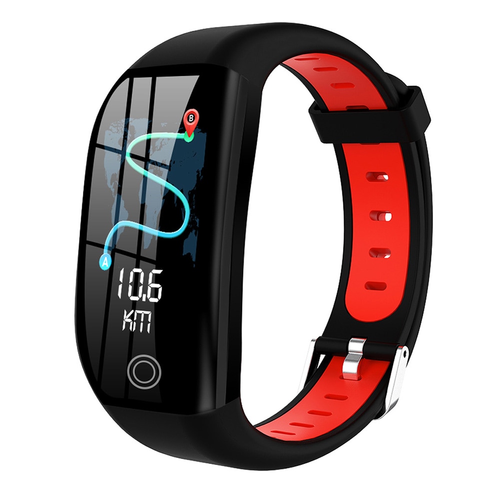 Övervaka ppg ecg hrv smart armband klocka fitness aktivitet t racker hälsa bärbara enheter armband väckarklocka för android io: Svart röd