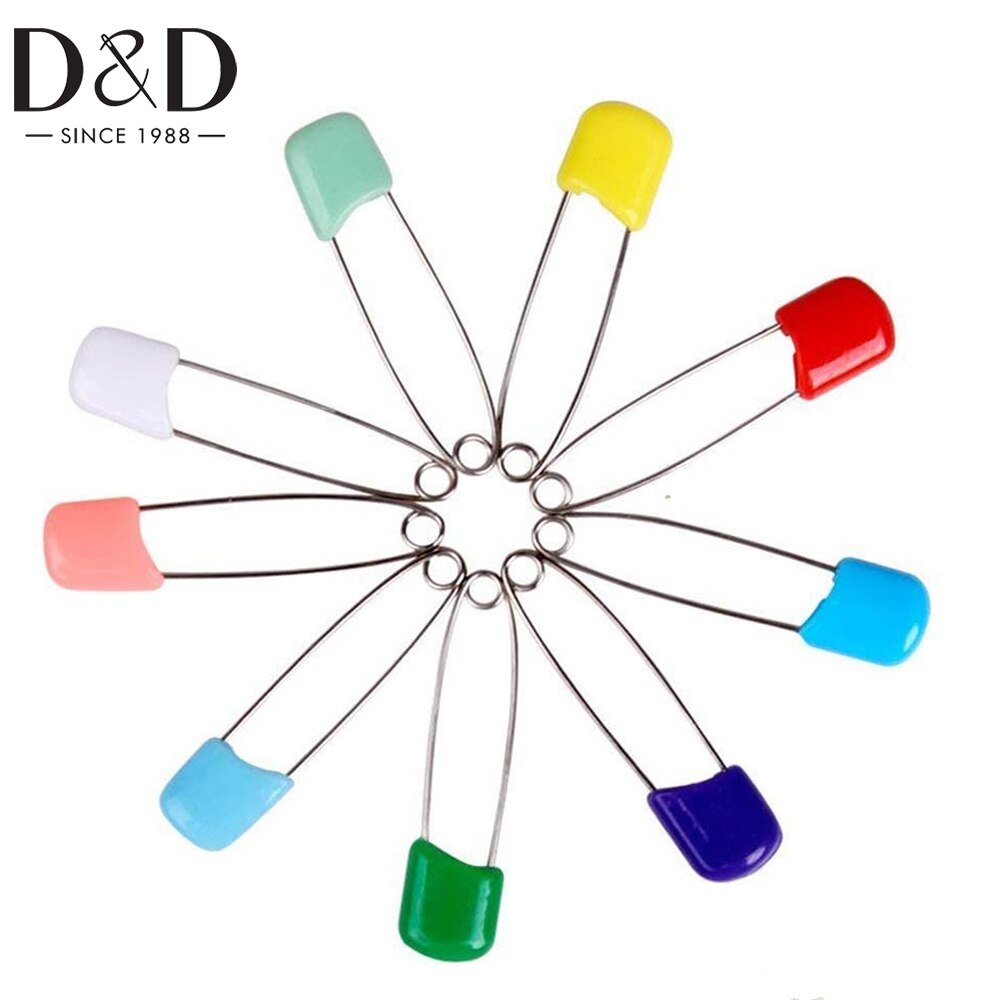D&amp;D 10/20pcs Plastic Baby Safety Pins Plastic Head Nappy Pins Stainless Steel Safety Pins DIY Needle Pins Buckles Home Tools