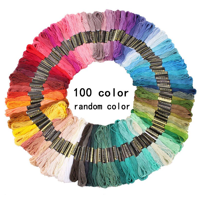 100 Stuks Vaste Kleur Fysieke Werkelijkheid Schieten Met Kleur Nummer Borduurwerk Diy Lijn Tak Draden Dmc Floss Streng Kruissteek: 100PCS Random color