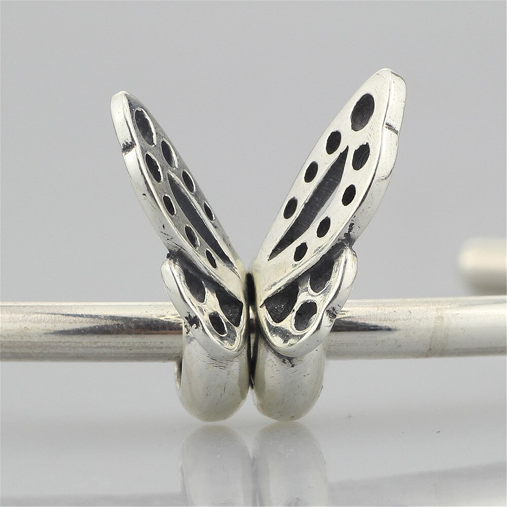 Echte 925 sterling zilveren dansende vlinder spacers bedel kralen passen op europese troll 3.0mm armband sieraden