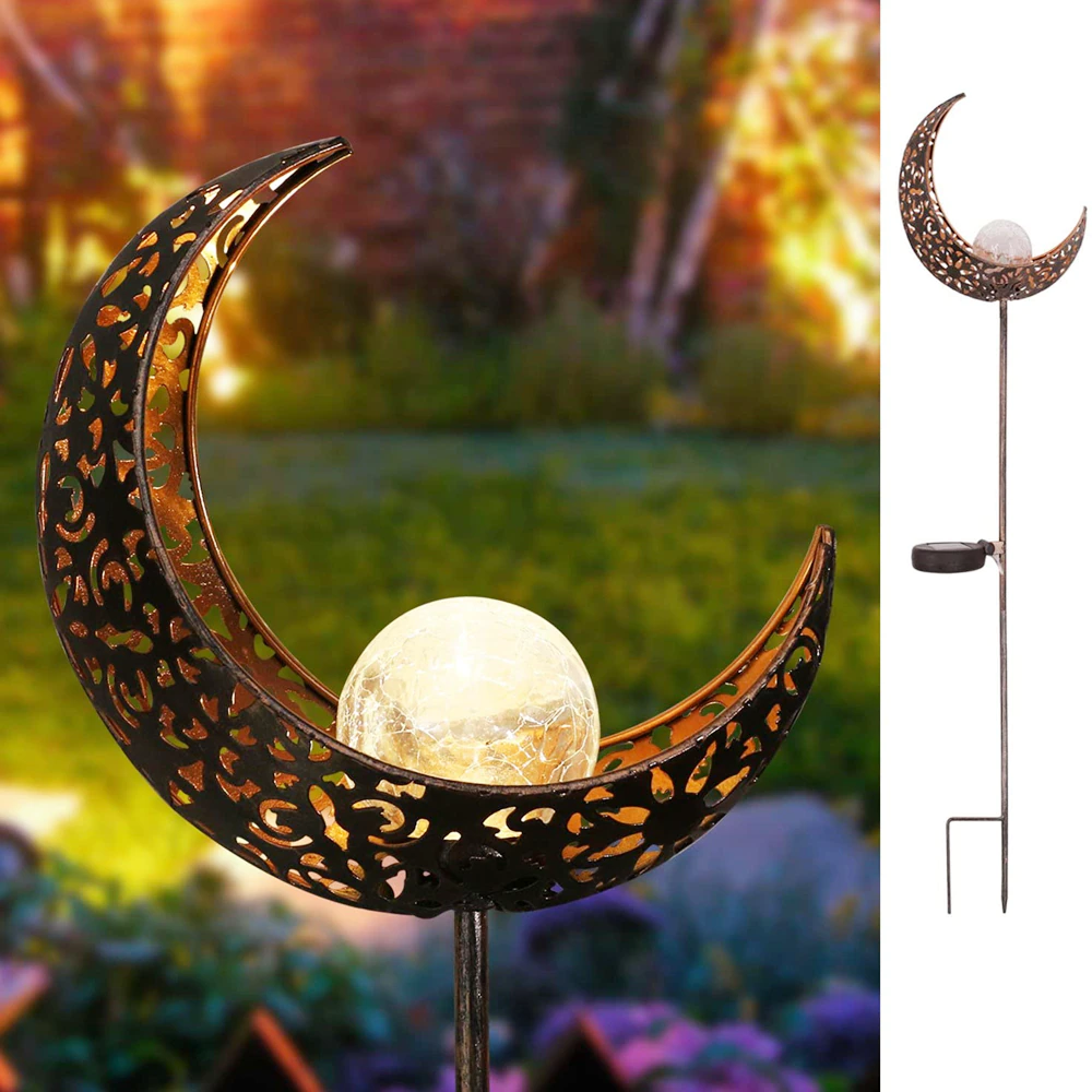 Outdoor Decorations Solar Garden Light Sun Moon Star Flame Waterproof Retro Lamp Stake Garden Yard Lawn Decor Supplies