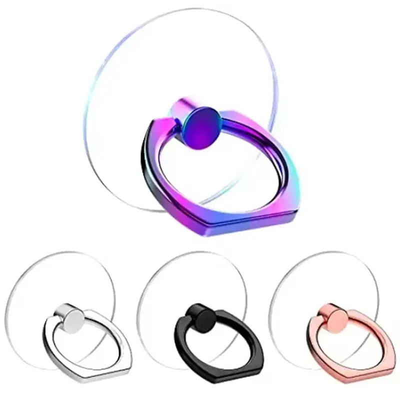 Soporte de anillo para teléfono móvil, bucle de agarre transparente para dedo, soporte de rotación de 360 grados, Compatible con todos los tipos de teléfono inteligente, 1/4 Uds.: YELLOW