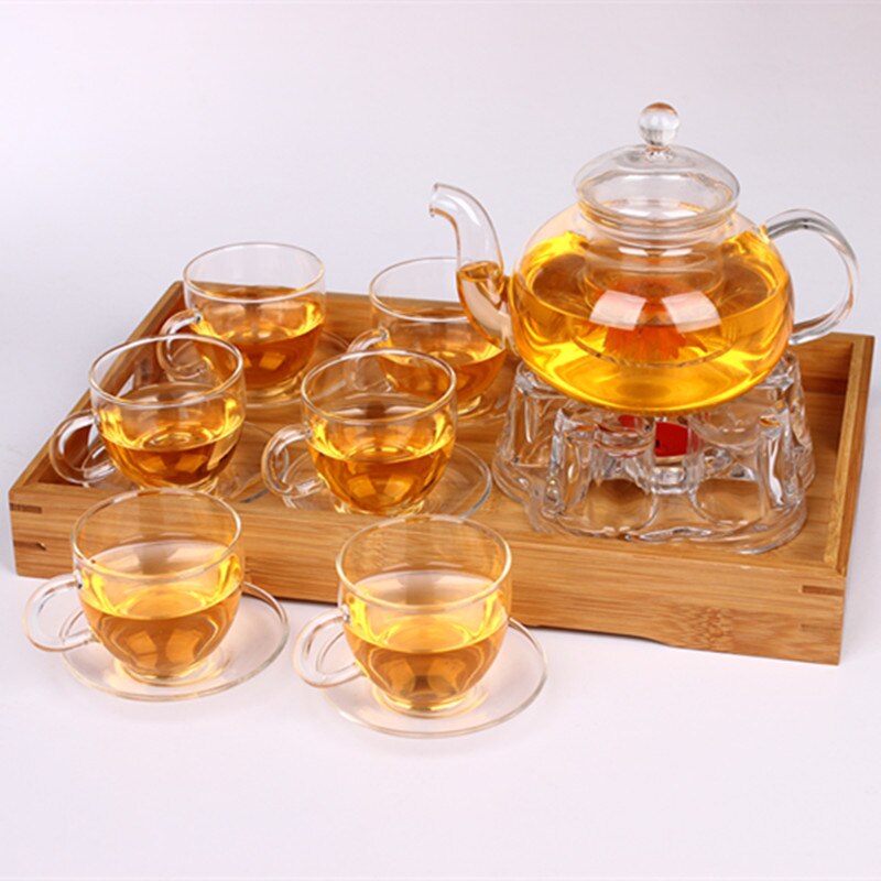 Soporte de vela con calentador, tetera con forma de corazón, vidrio transparente resistente al calor