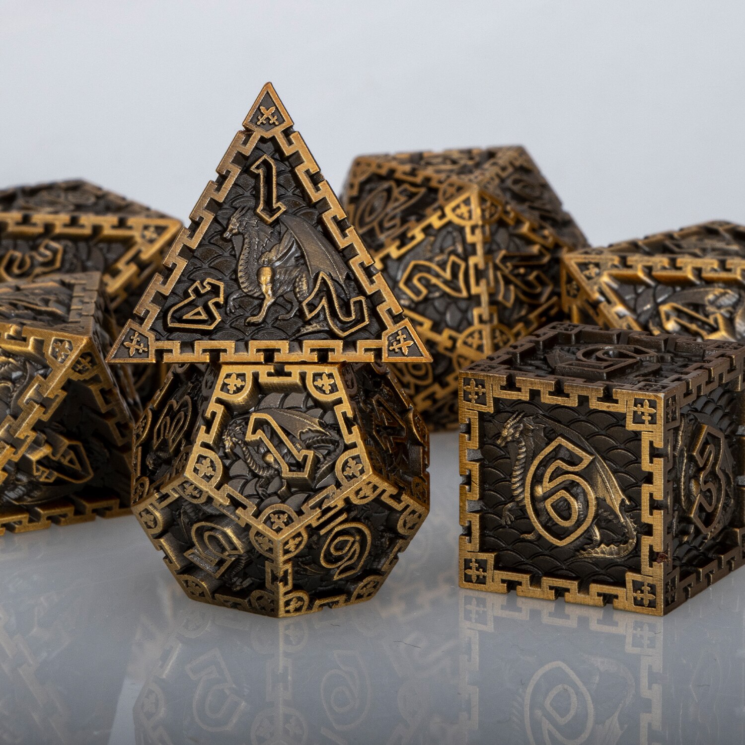 Metal Polyhedral DND Dice Set Dungeon and Dragon D&amp;D Dice for MTG Pathfinder RPG Roll Playing Game D20 D12 D10 D8 D6 D4