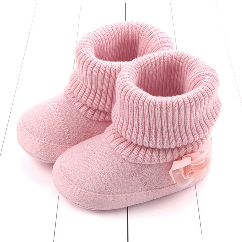 Thinck Lange Pluche Baby Peuter Meisje Snowboots Winter Baby Schoenen Leuke Bloem Zachte Katoen Breien Antislip Warm meisjes Laarzen