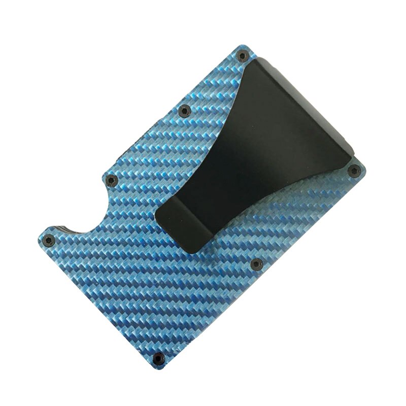 Mode Slim Carbon Fiber Credit Kaarthouder Rfid Non-Scan Metalen Portemonnee Portemonnee