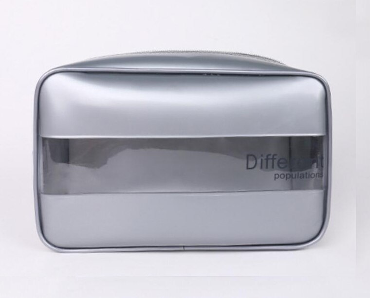 Transparante Reizen Cosmetische Tas Mode Waterdichte Toilettas Make Opbergtas Clear Pvc Cosmetische Zak: Zilver