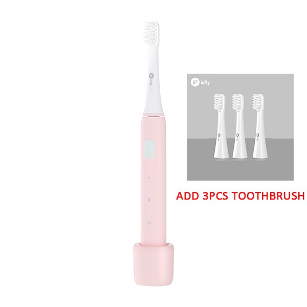 Youpin ultrasonic  p60 elektrisk tandbørste voksenblegning vandtæt usb induktion opladning ultra lang standby rejse tandbørste: Pink tilføj børstehoved