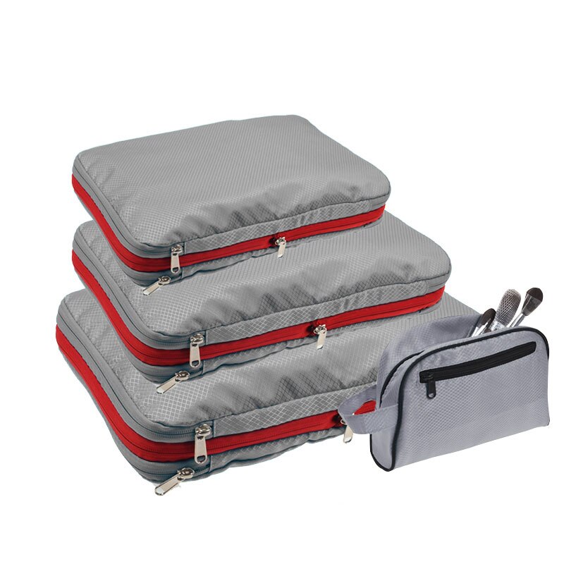 Men's Women Compression Packing Cubes Travel Luggage Organizer Waterproof Nylon Large Capacity Foldable Travel Bag Set: Gray 2