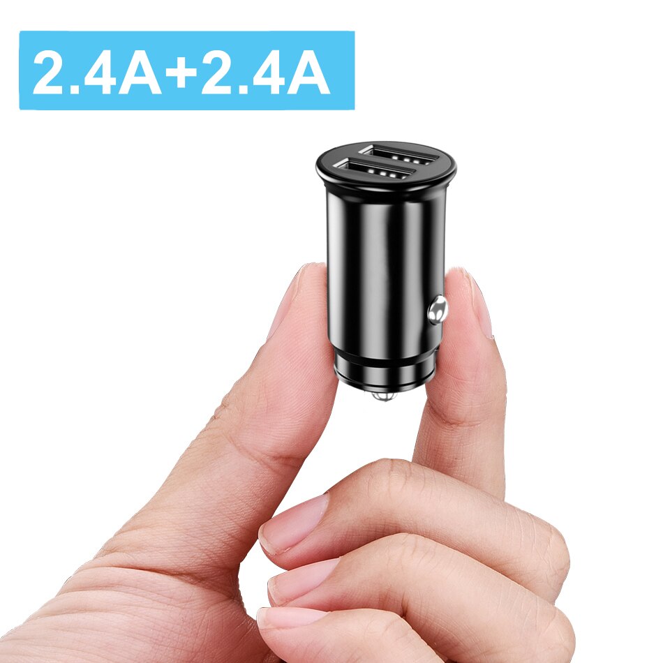 Metal 4.8A Fast Charger Mini USB Car Charger For Mobile Phone Tablet GPS Car-Charger Dual USB Car Phone Charger Adapter in Car: Default Title