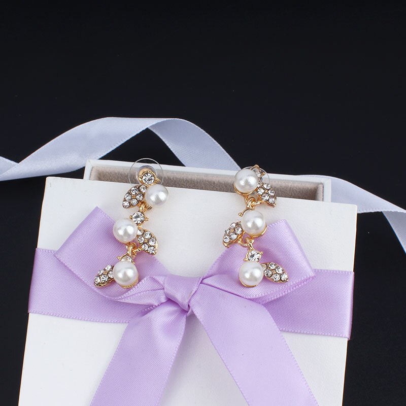 Jiayijiaduo Gesimuleerde Parel Bruids Sieraden Sets Gold-Kleur Ketting Set Bruiloft Kostuum Sieraden Ketting Oorbellen Armband Set