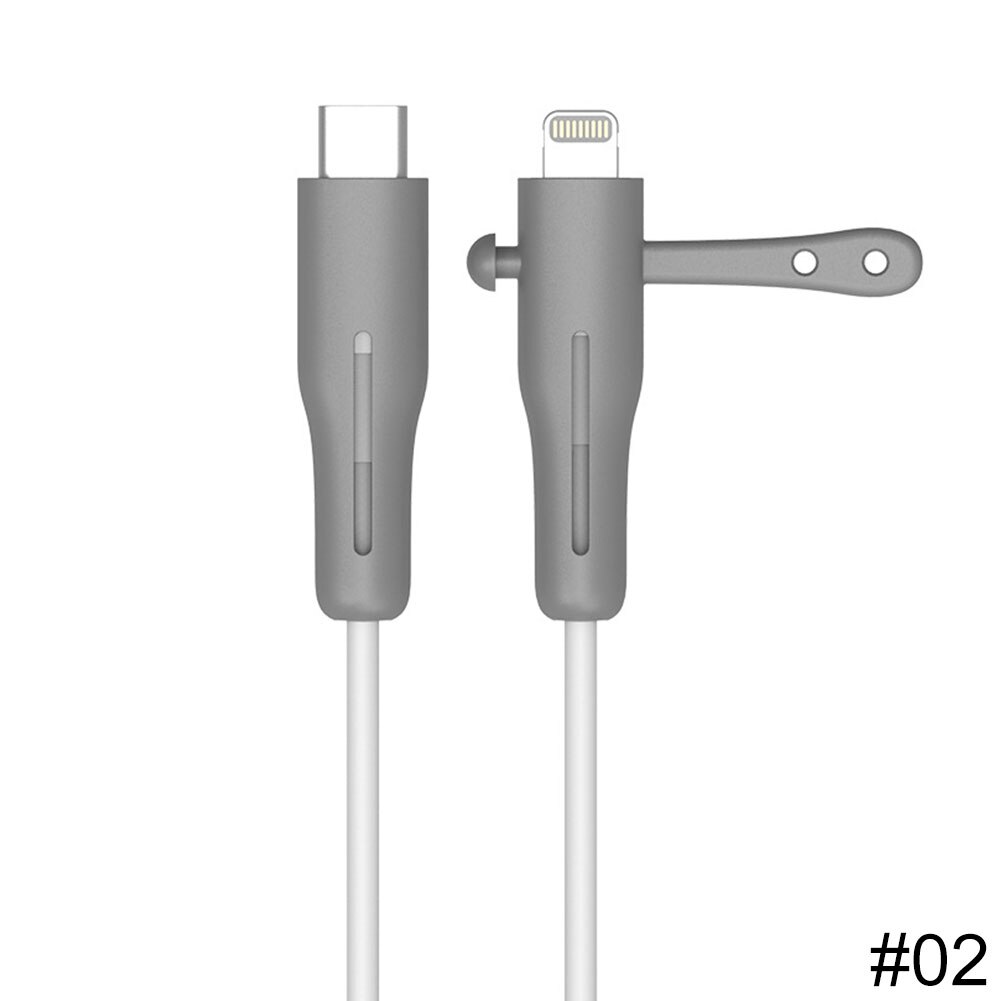 Data Cable Protective Cover Charging Cord Winder Organizer for Apple Silicone Anti-breakage Data Line Protector for CtoL: Gray