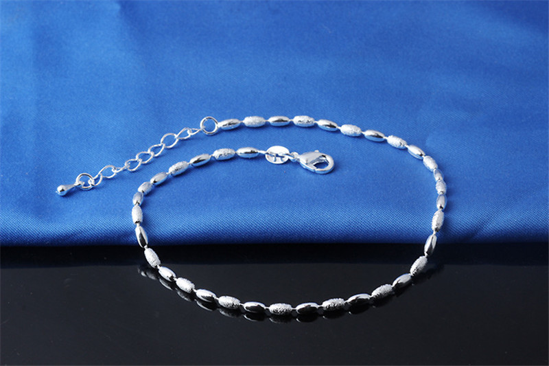 Förderung Dame 925 Sterling Silber Fußkettchen Für Frauen Schmuck Trendy Frosted Ball Mädchen Armband Weiblichen Accessoires Silber Bijou