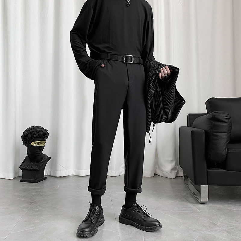 Pantalones informales ajustados para hombre, ropa de calle de vestir, de negocios, salvaje, M-3XL, color negro, Verano: XXXL