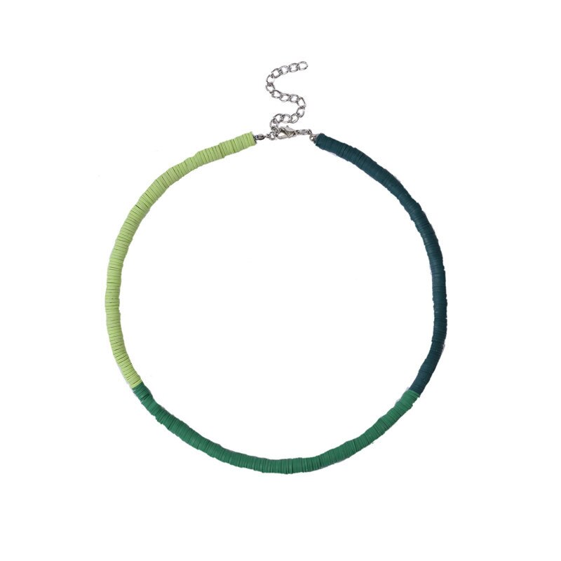 Boho Choker Necklace for Women Handmade Colorful Polymer Clay Beads Collier Necklaces Femme Jewelry Chains: green-N2007-14