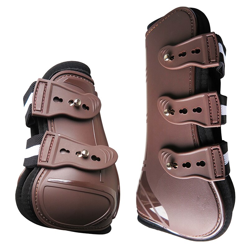 Botas para tendón de caballo, carcasa de PU, forro de neopreno. Para proteger las piernas de tu caballo de lesiones. AC7037 y 7038: brown size L