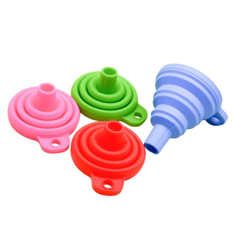 2Pcs Siliconen Vouwen Telescopische Lange Nek Trechter Creatieve Huishoudelijke Vloeibare Doseren Mini Trechter Keuken Gereedschap Opvouwbare