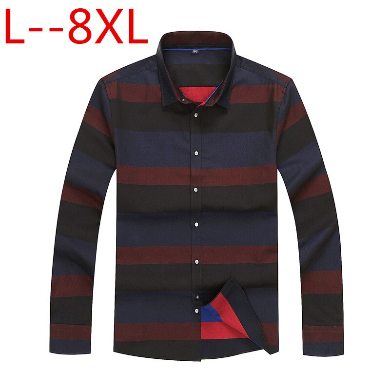 Plus koko 10xl 8xl 6xl 5xl rento miesten paidat pitkähihainen raidallinen paita miehille sosiaalinen mekkopaita iso suuri koko: 1 / 7xl