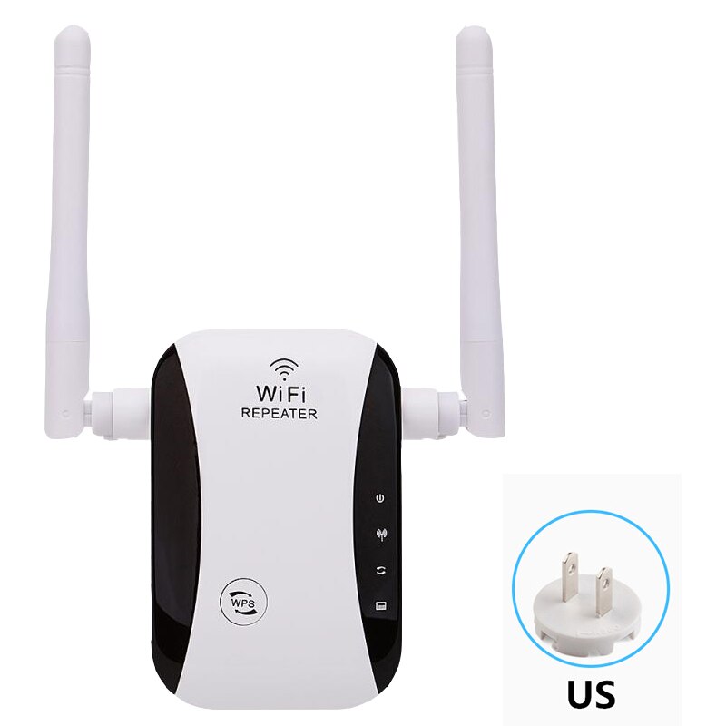 300Mbps sans fil WiFi répéteur gamme Extender Booster ue/US/UK Plug + 2x antennes: With US adapter