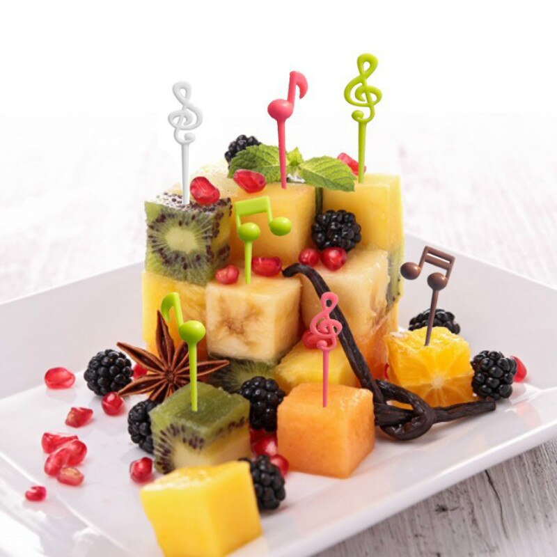 16 Stks/partij Muzieknoot Fruit Vork, Kinderen Fruit Stick, Fancy Kinderen Bento Decoratie Stok