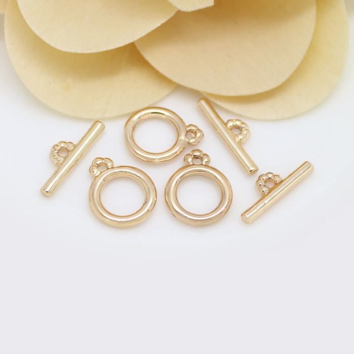 6 Sets 24K Champagne Goud Kleur Messing Armband O Toggle Sluitingen Diy Sieraden Accessoires
