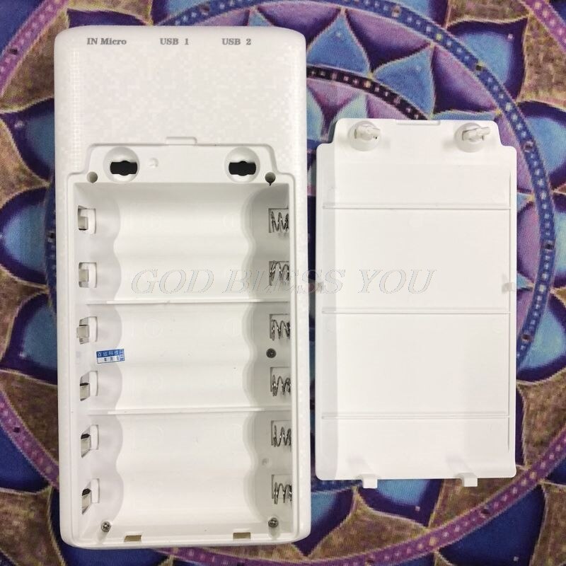 Dual USB QC3.0 Output 6x 18650 Batteries DIY Power Bank Box Holder Case Fast Charger For Mobile Phone Tablet PC No Battery