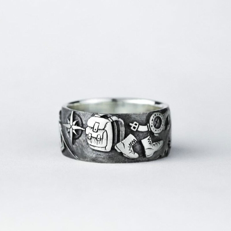 Handmade Retro 925 Sterling Silver Rings for Women Gothic Unique Punk Finger Ring Antique Collection Jewelry