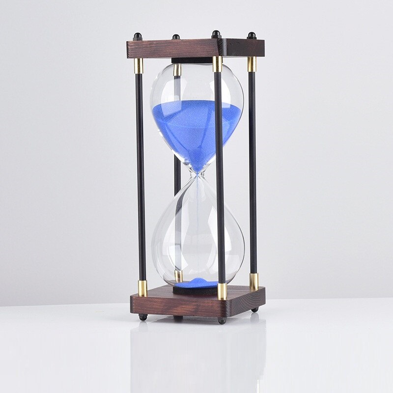 Platz Holz Unten Glas Sanduhr 30 Minuten Zeit Timer Hause Ornamente Sanduhr Küche Stunde Meter Blau Sand Uhr freundlicher: Holz Blau