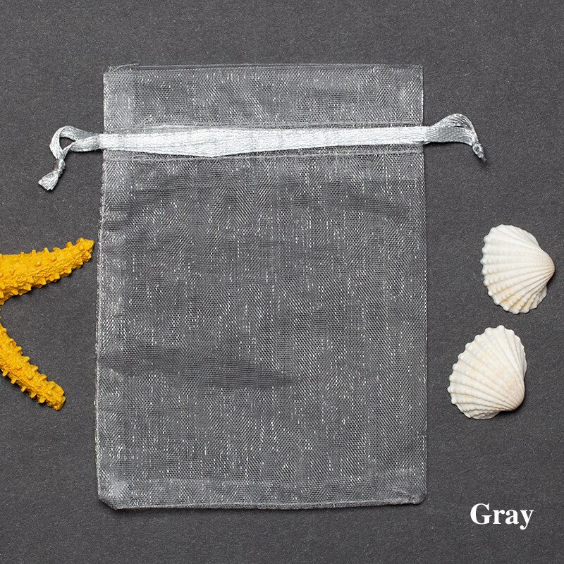 50 stk smykkepose 7*9 cm smykke emballage organza poser favor bryllup fest julegaver emballage poser: Grå